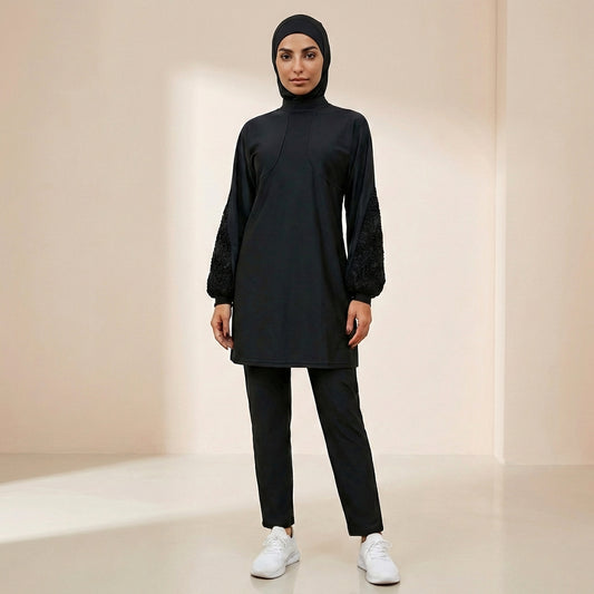 3-Piece Women’s Gym Wear Set with Hijab for Modest Fitness Activities