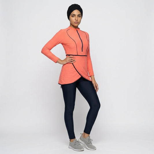 3-Piece Modest Gym Wear Set with Hijab and Long Sleeves for Workouts